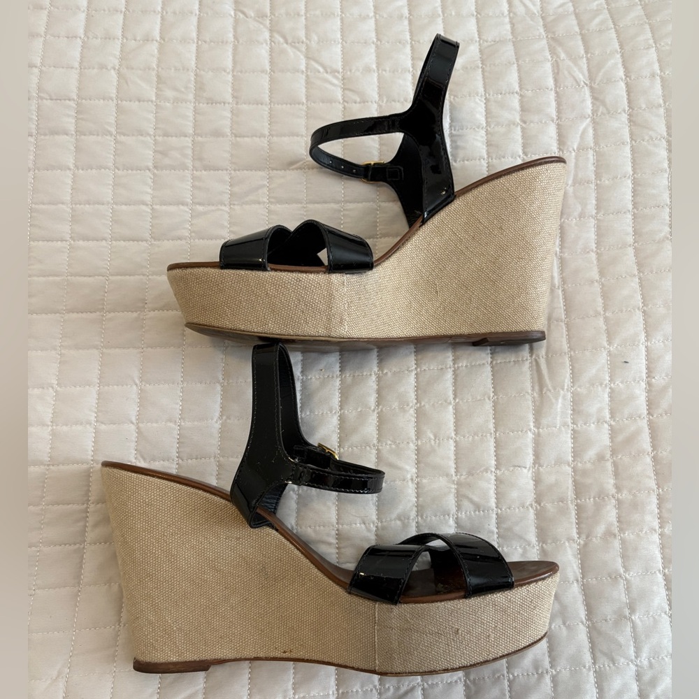 J.Crew Black Wedge Sandals